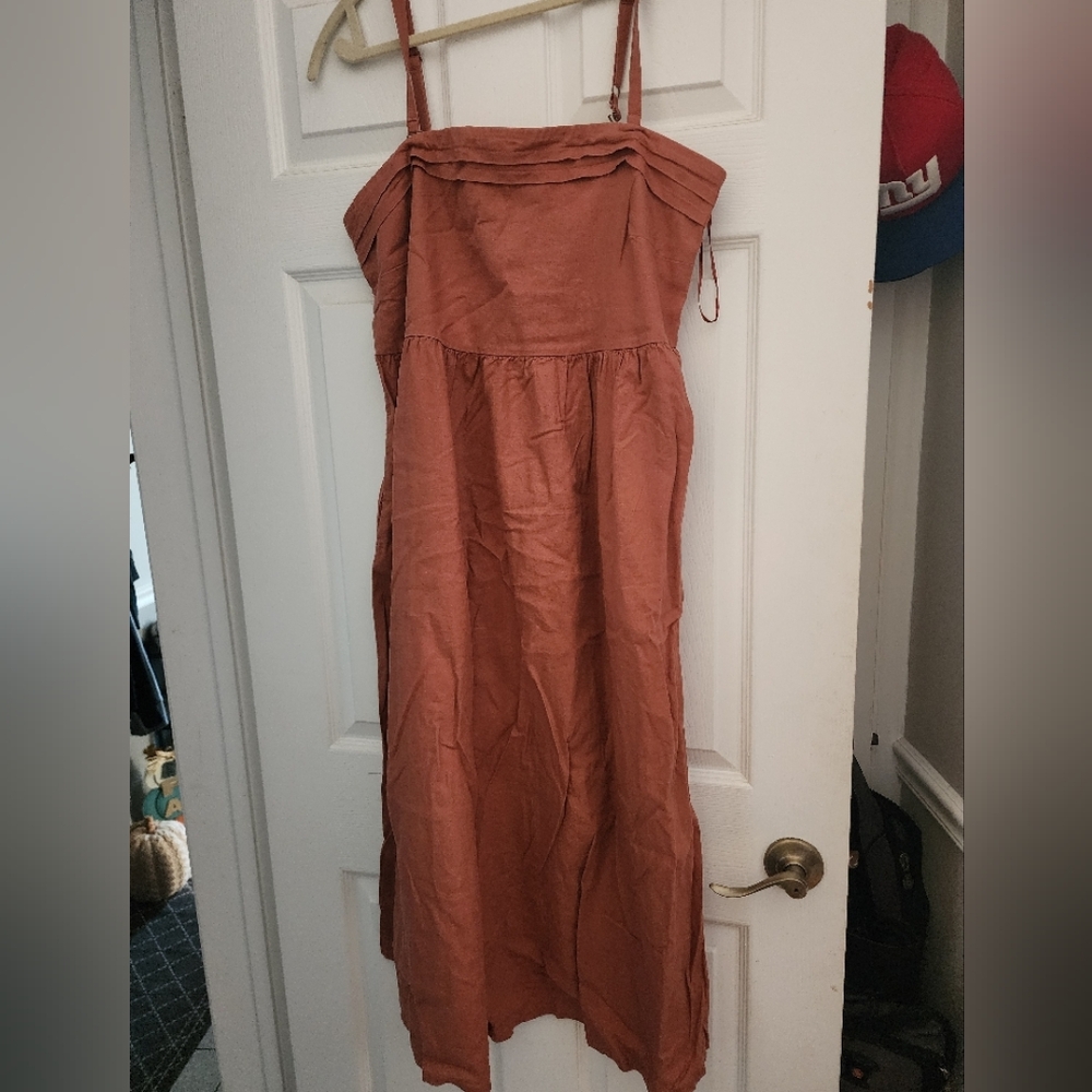 Joie Rust Midi Spaghetti Strap Sundress
